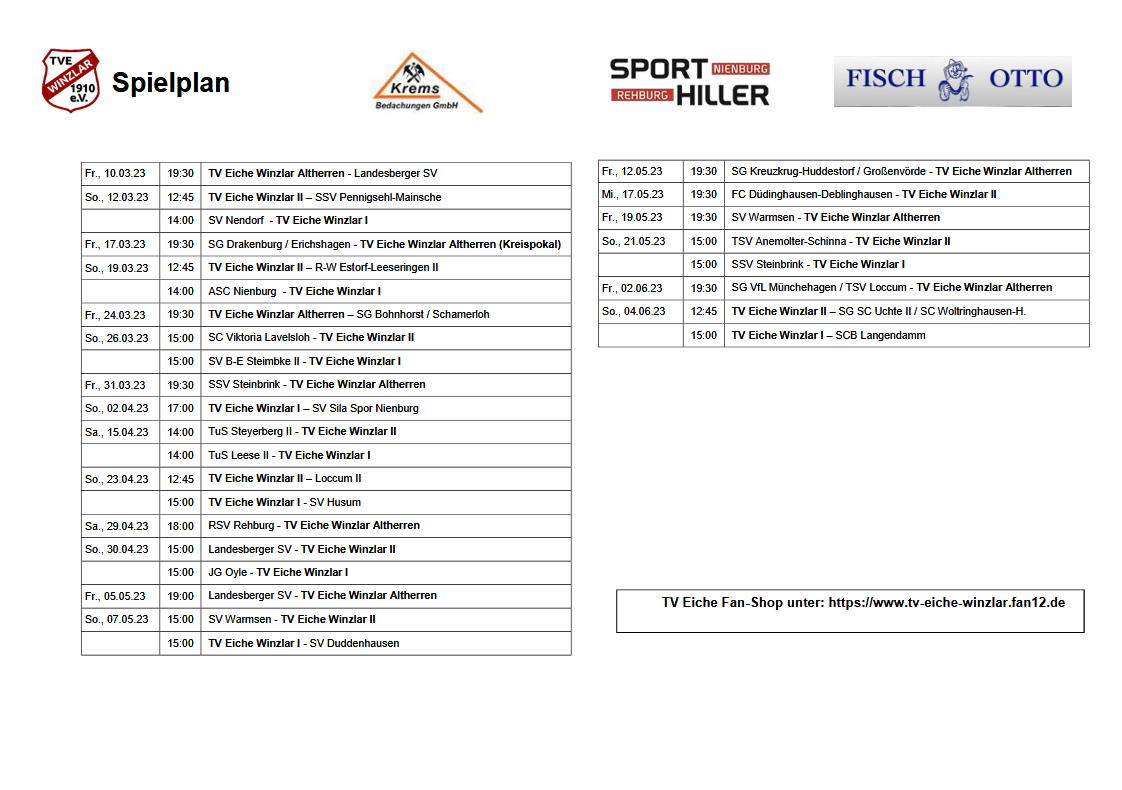 Pflichtspiele im Jahr 2023